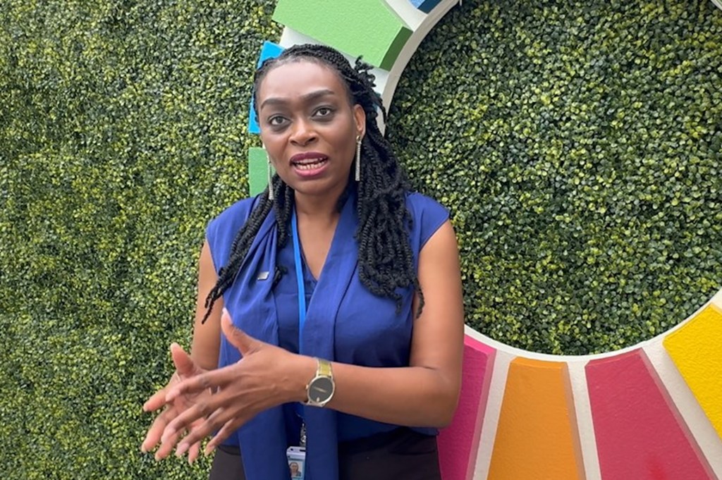 Omon Ukpoma-Olaiya Kiongozi wa Timu ya Uwekezaji ya Kanda ya UNCDF kwa Afrika Mashariki na Kusini na Mataifa ya Kiarabu akihojiwa na Anold Kayanda huko New York, Marekani (Sept 2025)
