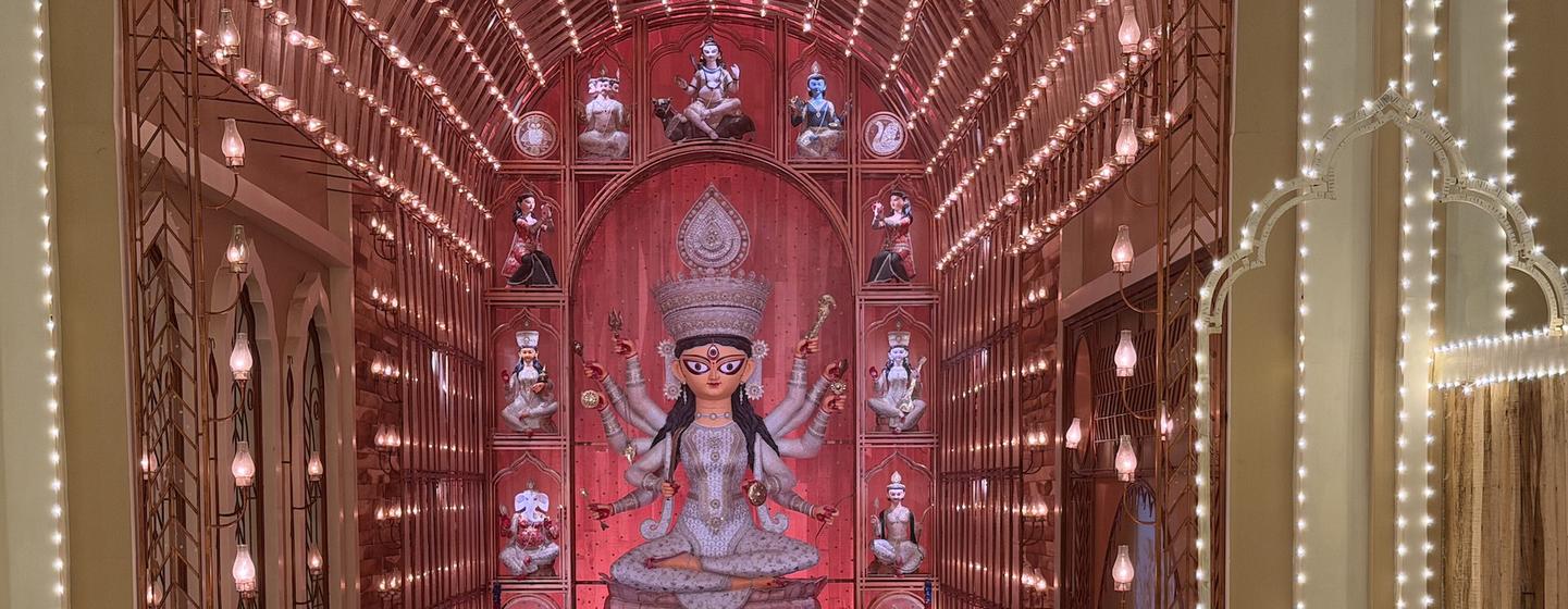 Un pandal de Durga Puja en Calcuta, India.