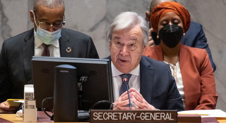 Tổng thư ký António Guterres phát biểu tại cuộc tranh luận mở của Hội đồng Bảo an Liên Hợp Quốc về xây dựng hòa bình và duy trì hòa bình.