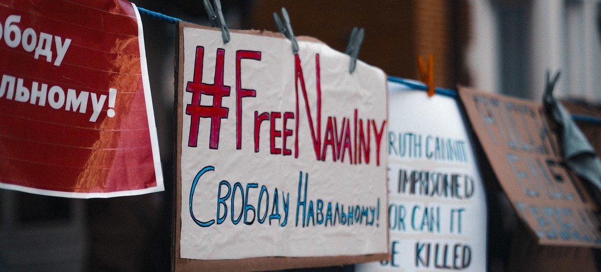 A demonstration in support of Alexsei Navalny in London, UK. (file)