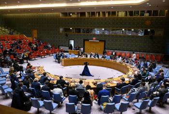 Uma visão ampla da câmara do Conselho de Segurança da ONU