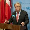 Secretary-General António Guterres briefs reporters outside the Security Council in New York.