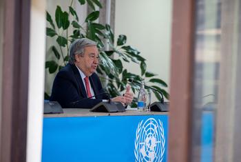 UN Secretary-General António Guterres holds a press conference at the UN Office in Nairobi, Kenya.