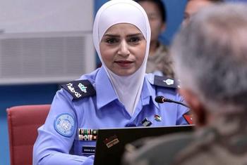 إيمان حماد وهي ضابطة حفظ سلام أردنية تعمل في بعثة حفظ السلام في جنوب السودان (أونميس).