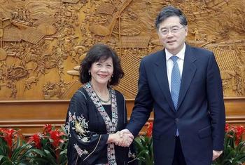 联合国秘书长缅甸问题特使海泽会见中国国务委员兼外长秦刚，讨论对缅甸危机的地区应对。