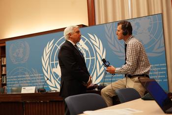 Federico Villegas, Presidente del Consejo de Derechos Humanos de la ONU, hablando en Ginebra antes de la 50ª sesión del foro que comienza el lunes en la ciudad suiza.