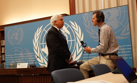 Federico Villegas, Presidente del Consejo de Derechos Humanos de la ONU, hablando en Ginebra antes de la 50ª sesión del foro que comienza el lunes en la ciudad suiza.