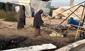 Mujeres gazatíes en un campamento de población desplazada en Khan Younis, Gaza. 