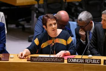María Isabel Salvador, representante especial do secretário-geral para o Haiti, apresenta informe em reunião do Conselho de Segurança 