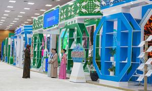 Final preparations being made at the venue of the LLDC3 conference in Awaza, Turkmenistan.
