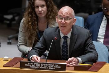 James Swan, Acting Special Representative for Somalia and Head of the UN Assistance Mission in Somalia, briefs the Security Council meeting on the situation in the country.