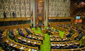 Secretary-General  António Guterres delivers remarks at a meeting of the Parliament of Papua New Guinea.