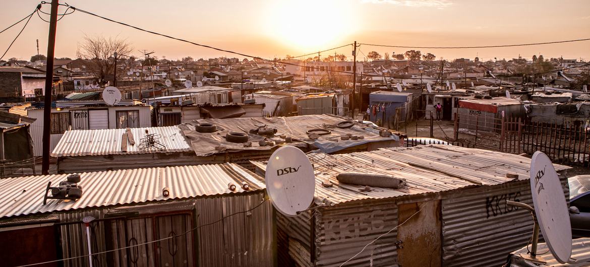 An informal settlement on the outskirts of Johannesburg, South Africa.