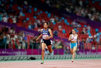 La final de los 400 metros lisos femeninos en los XIX Juegos Asiáticos de Hangzhou, el 30 de septiembre de 2023. 
