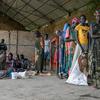 People wait in line at a food distribution site in Malakal, South Sudan.