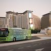 Shot of a 100% electric bus near Expo City in Dubai, United Arab Emirates, during the COP28 UN Climate Change Conference in 2023..