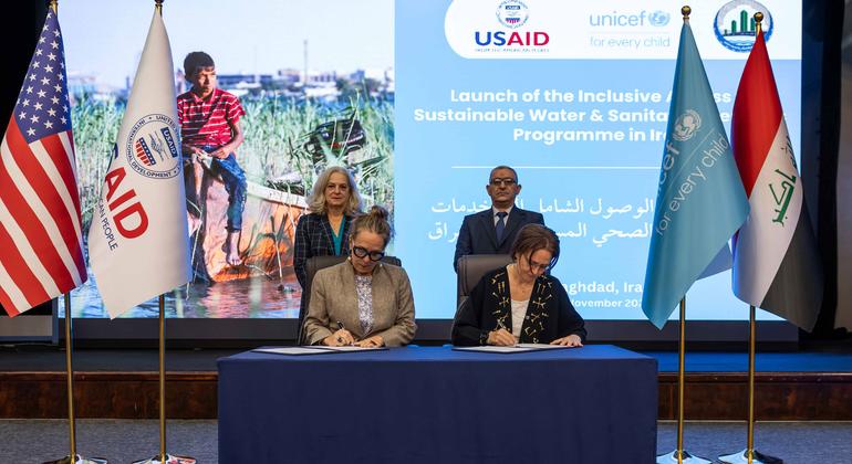 USAID y UNICEF firman una alianza en 2024 para mejorar los servicios de agua y saneamiento en todo Irak.