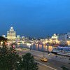 The Moskva River in central Moscow on a summer night