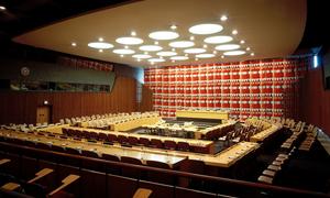 A general view of the Economic and Social (ECOSOC) chamber at the United Nations Headquarters, in New York.