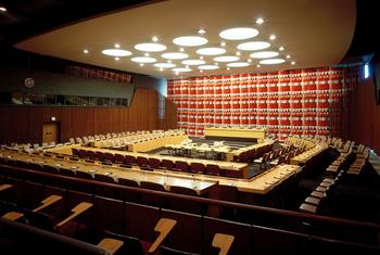 A general view of the Economic and Social (ECOSOC) chamber at the United Nations Headquarters, in New York.