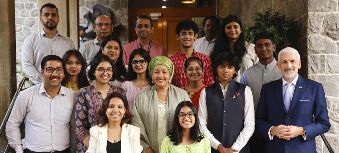 यूएन महासचिव, आमिना जे मोहम्मद ने दिल्ली में यूएन इंडिया के युवा पैरोकारों से मुलाक़ात की.