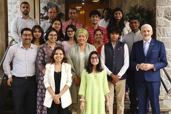 यूएन महासचिव, आमिना जे मोहम्मद ने दिल्ली में यूएन इंडिया के युवा पैरोकारों से मुलाक़ात की.