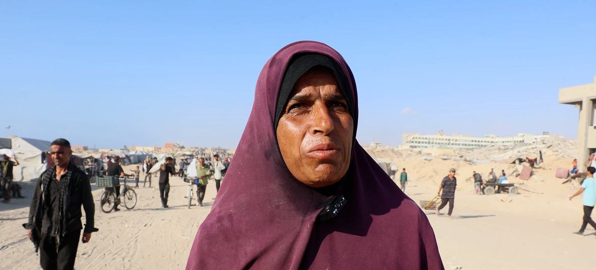 Maqboula Adas, a displaced woman from Shuja'iyya. Maqboula Adas, a displaced woman from Shuja'iyya.