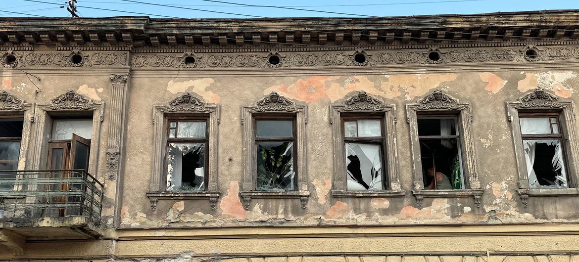 Buildings in Lviv were damaged following drone and missile attacks on the western Ukrainian city on Wednesday.