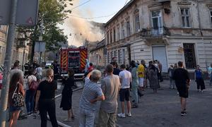 Buildings have been damaged by drone and missile attacks in the western Ukrainian city of Lviv.