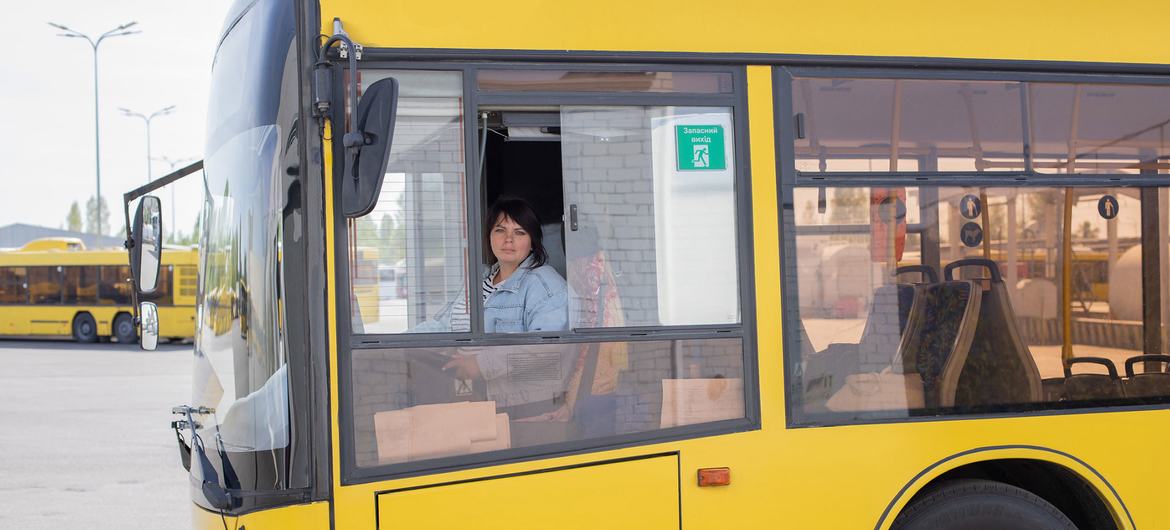 A participant of the She Drives project, which focuses on training and employing female bus drivers in Kyiv. A participant of the She Drives project, which focuses on training and employing female bus drivers in Kyiv.