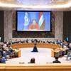 Jeanine Hennis-Plasschaert (on screen), Special Representative of the Secretary-General and Head of the UN Assistance Mission for Iraq, briefs Security Council members on the situation concerning the country.