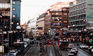 Street traffic in Stockholm, Sweden.