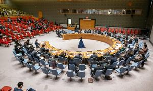 A wide view of the Security Council meeting on non-proliferation and Democratic People's Republic of Korea.