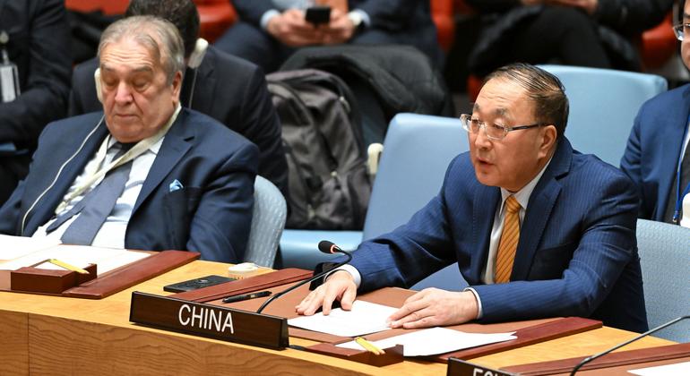 اقوام متحدہ میں چین کے مستقل سفیر ژانگ جن۔