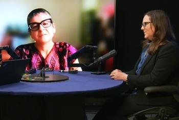 Costan Rican feminist activist Lydia Alpizar (c) and Laura Turquet (r) from UN Women.