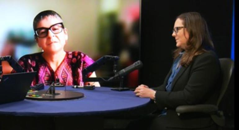 Costan Rican feminist activist Lydia Alpizar (c) and Laura Turquet (r) from UN Women.