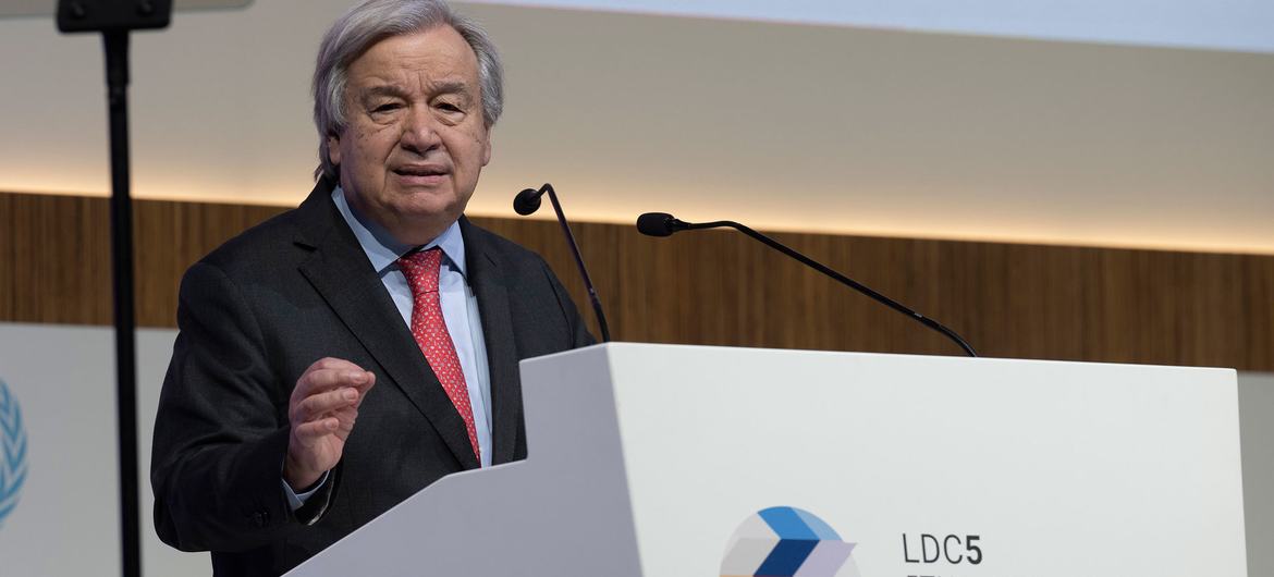 El Secretario General de la ONU, António Guterres, en la inauguración de la 5ª Conferencia de los Países Menos Adelantados.