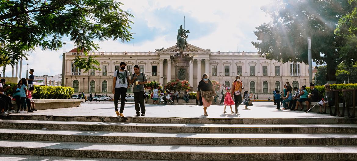 Gerardo Barrios Square and National Palace in El Salvador.