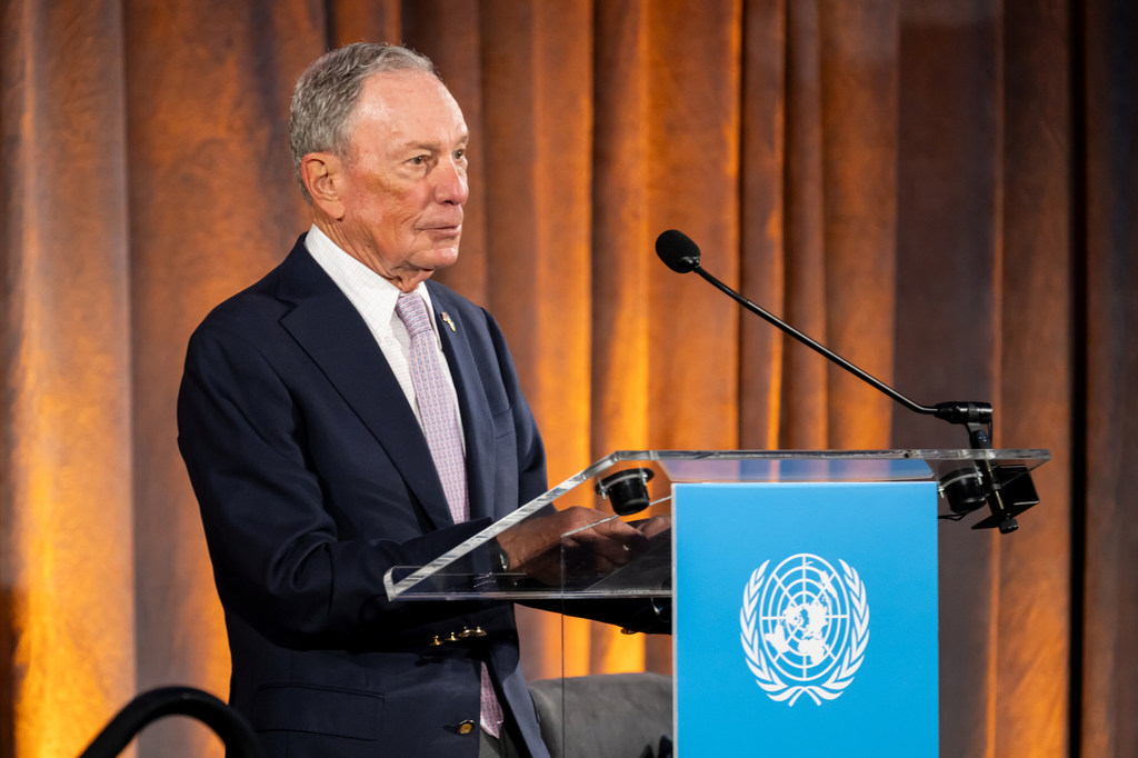 Michael R. Bloomberg delivers opening remarks on climate action at the American Museum of Natural History in New York.