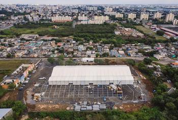 Um centro de acolhimento para pessoas afetadas por enchentes no Sul do Brasil foi inaugurado em 4 de julho de 2024