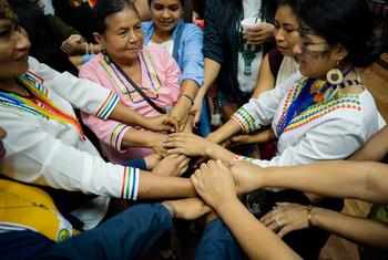 Mujeres Amazónicas participan del Encuentro de Mujeres Indígenas Voz, Cuerpo y Territorio. Puyo, Ecuador. Marzo 16, 2022.