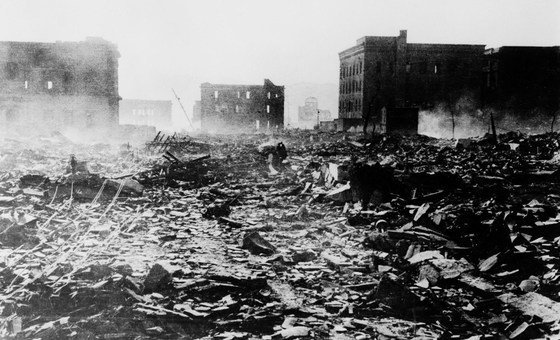 Hiroshima, peu après qu'une bombe nucléaire ait été larguée sur cette ville en août 1945.