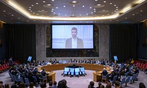 A wide view of the Security Council meeting on the situation in the Middle East, including the Palestinian question.