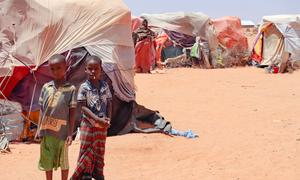 Children at an IDP camp in Somalia.