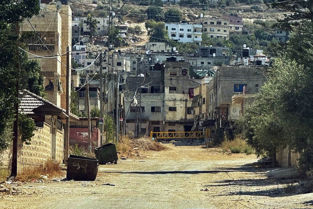 A gate recently installed inside Jenin refugee camp in the West Bank.