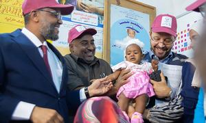 A six-month-old girl was the first child to receive the malaria vaccine in Sudan, during Tuesday's vaccine roll-out event in Gedaref.