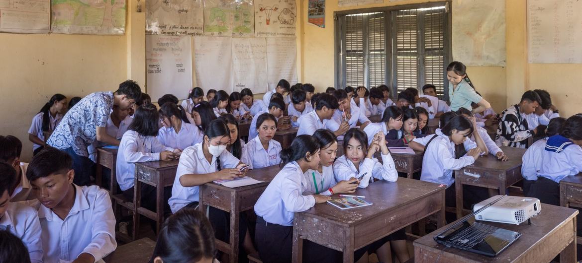 Students learn digital literacy and life skills at a school in rural Cambodia. Students learn digital literacy and life skills at a school in rural Cambodia.