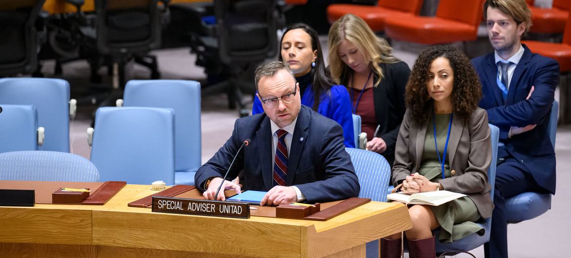 Özel danışman ve soruşturma ekibinin başkanı Christian Ritscher, Güvenlik Konseyi toplantısına uluslararası barış ve güvenliğe yönelik tehditler hakkında bilgi verdi.