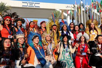 Women from the Brazilian delegation attend an indigenous event during the UN Climate Change Conference COP28 at Expo City in Dubai, United Arab Emirates.