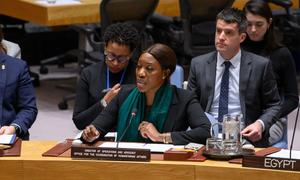 OCHA's Edem Wosornu addresses the Security Council meeting on the protection of civilians in armed conflict in Sudan.